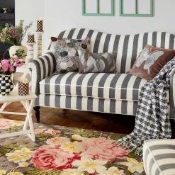 MacKenzie-Childs Marquee Loveseat - Chenille Grey Stripe* Living Room