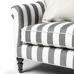 MacKenzie-Childs Marquee Loveseat - Chenille Grey Stripe* Living Room