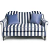 MacKenzie-Childs Marquee Loveseat - Chenille Navy Stripe* Living Room