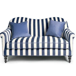 MacKenzie-Childs Marquee Loveseat - Chenille Navy Stripe* Living Room