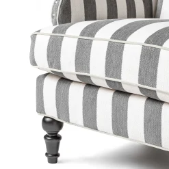 MacKenzie-Childs Marquee Wing Chair - Chenille Grey Stripe* Living Room