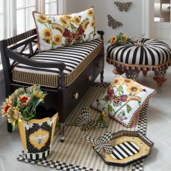 MacKenzie-Childs Monarch Butterfly Lumbar Pillow - White* Pillows, Throws, & Cushions