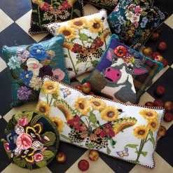 MacKenzie-Childs Monarch Butterfly Lumbar Pillow - White* Pillows, Throws, & Cushions