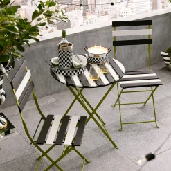 MacKenzie-Childs Outdoor Black & White Metal Bistro Table* Entryway & Porch