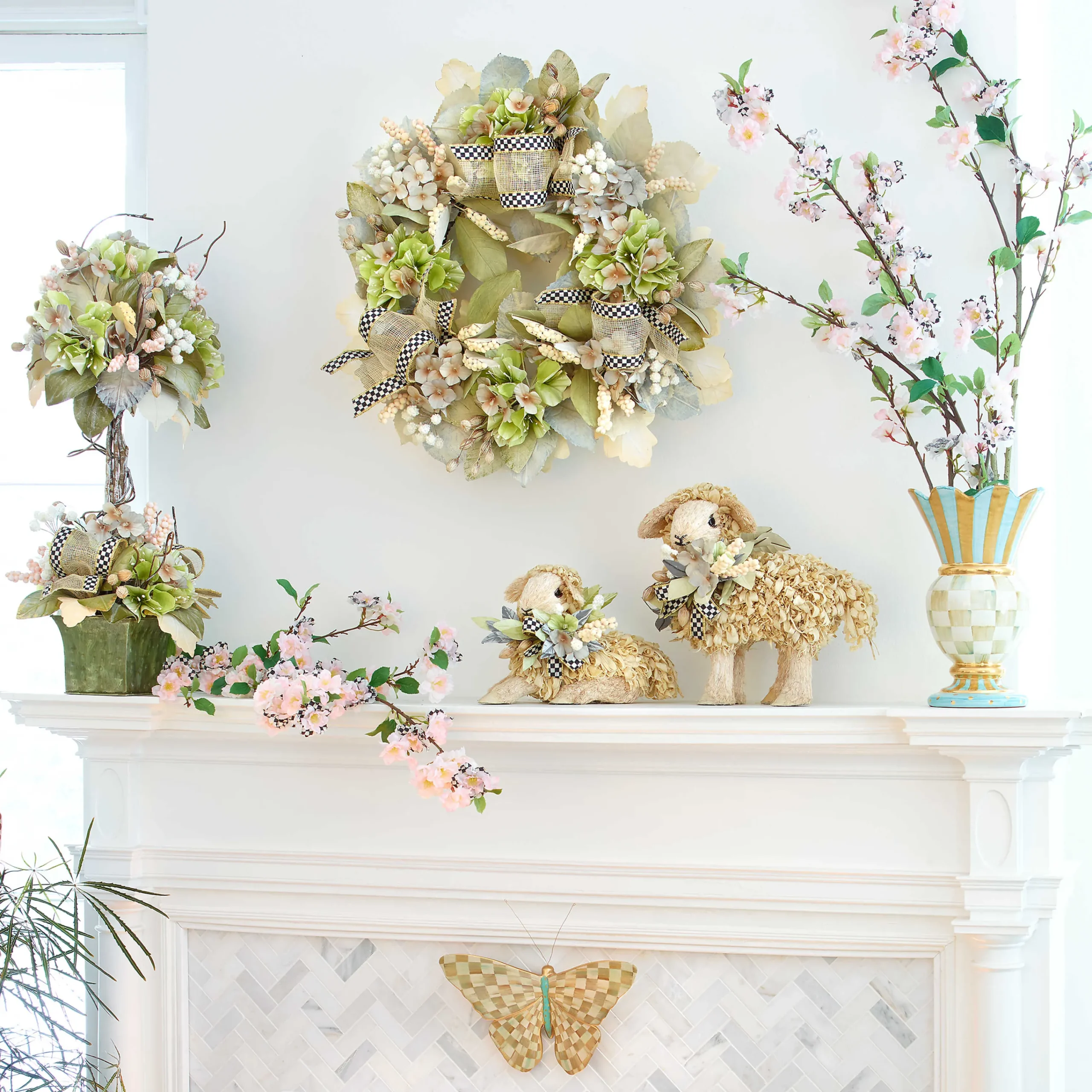 MacKenzie-Childs Parchment Check Butterfly Wall Decor* Room Accents