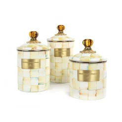 MacKenzie-Childs Parchment Check Enamel Canister - Large* Room Accents