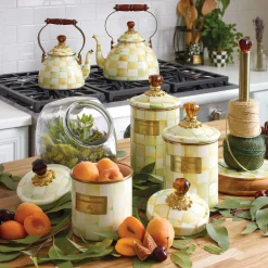 MacKenzie-Childs Parchment Check Enamel Canister - Medium* Room Accents