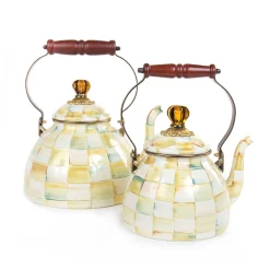 MacKenzie-Childs Parchment Check Enamel Tea Kettle - 2 Quart* Tea Kettles