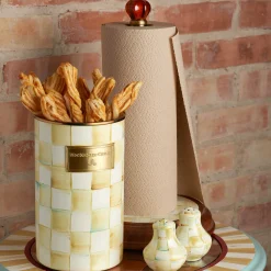 MacKenzie-Childs Parchment Check Wood Paper Towel Holder* Kitchen Storage & Organization