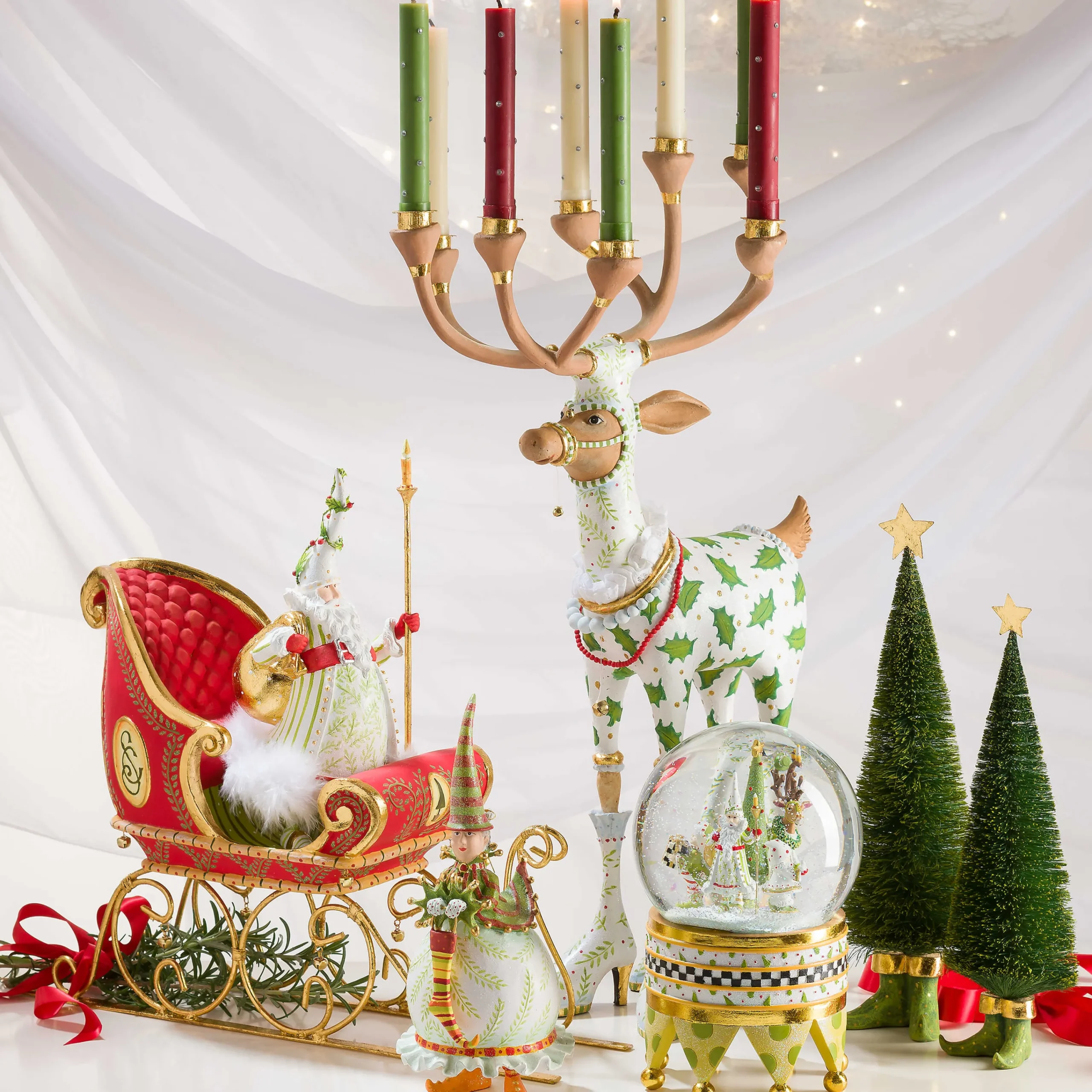 MacKenzie-Childs Patience Brewster Dash Away Candlelight Santa Figure* Room Accents