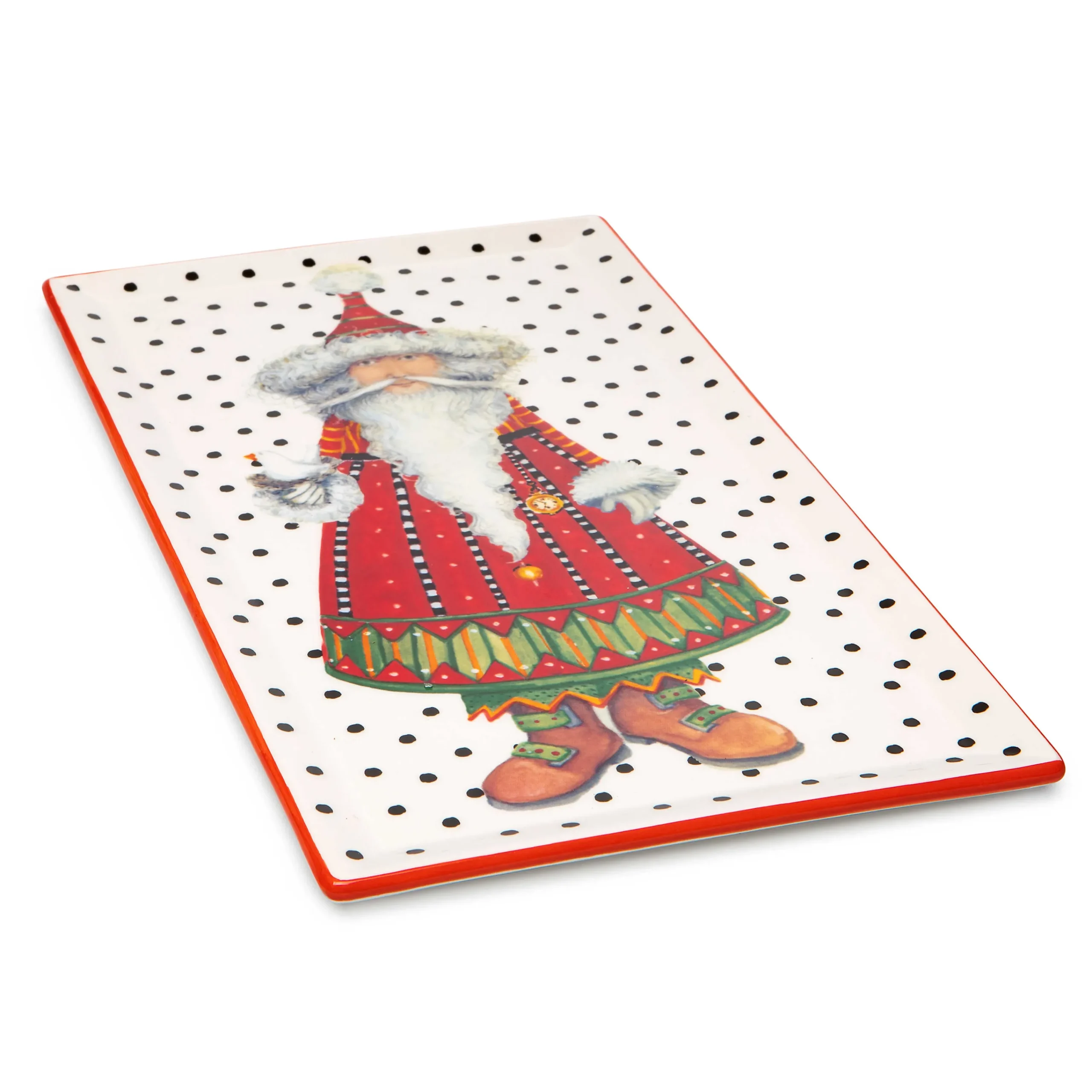 MacKenzie-Childs Patience Brewster Dash Away Santa Platter* Serveware