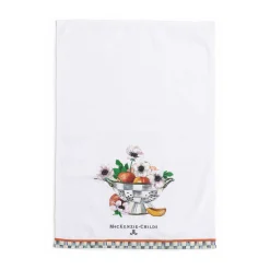 MacKenzie-Childs Peaches & Anemones In Colander Dish Towel* Kitchen & Table Linens