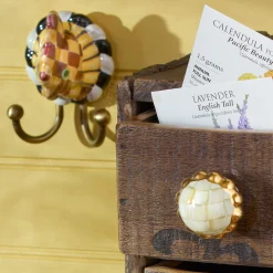 MacKenzie-Childs Petit Four Round Knob - Parchment Check* Room Accents