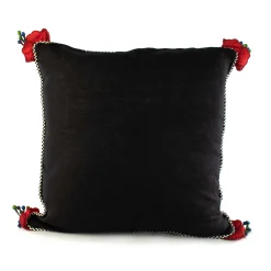 MacKenzie-Childs Poppy Square Pillow - Black* Pillows, Throws, & Cushions