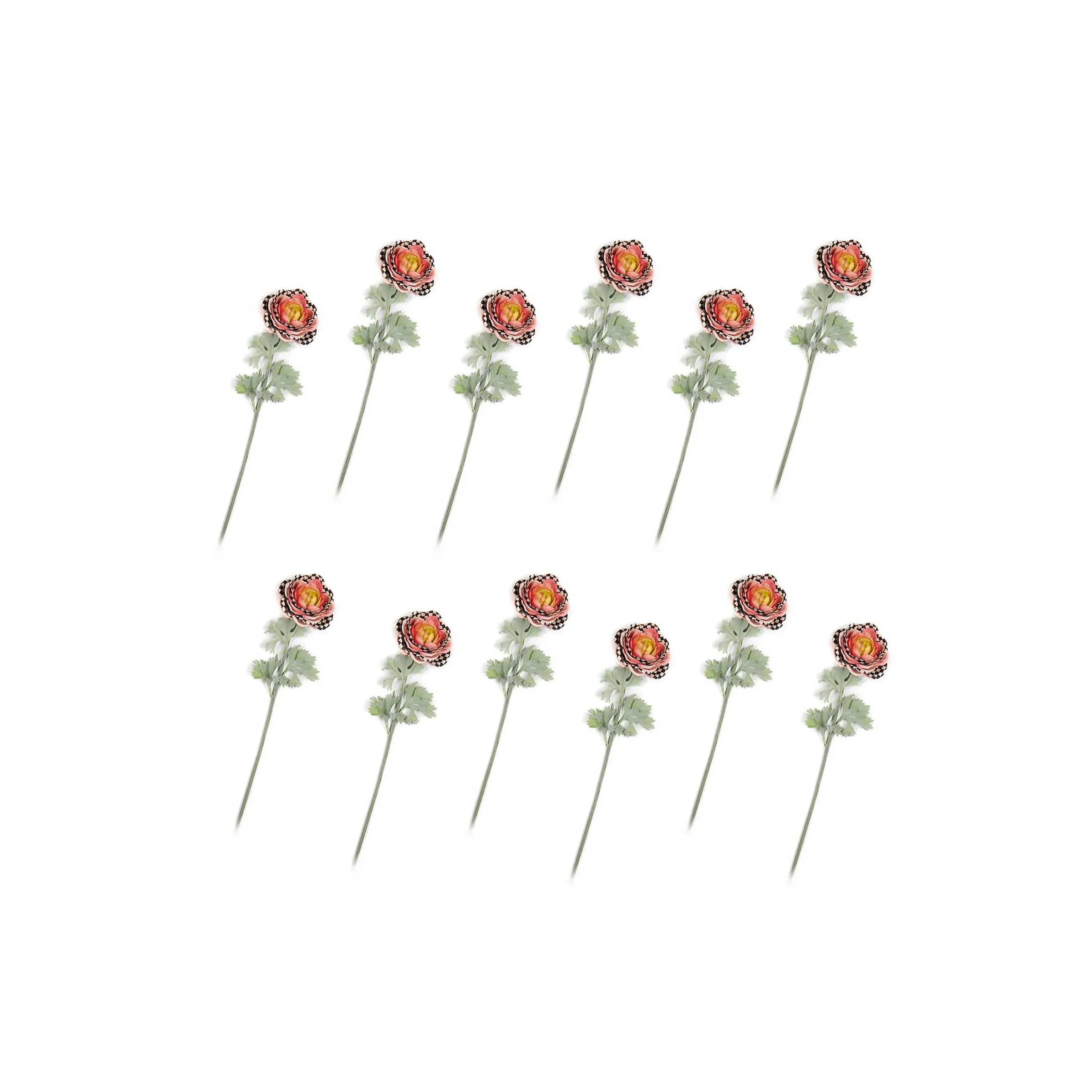 MacKenzie-Childs Ranunculus Bouquet - Peach - Set Of 12* Greenery & Florals