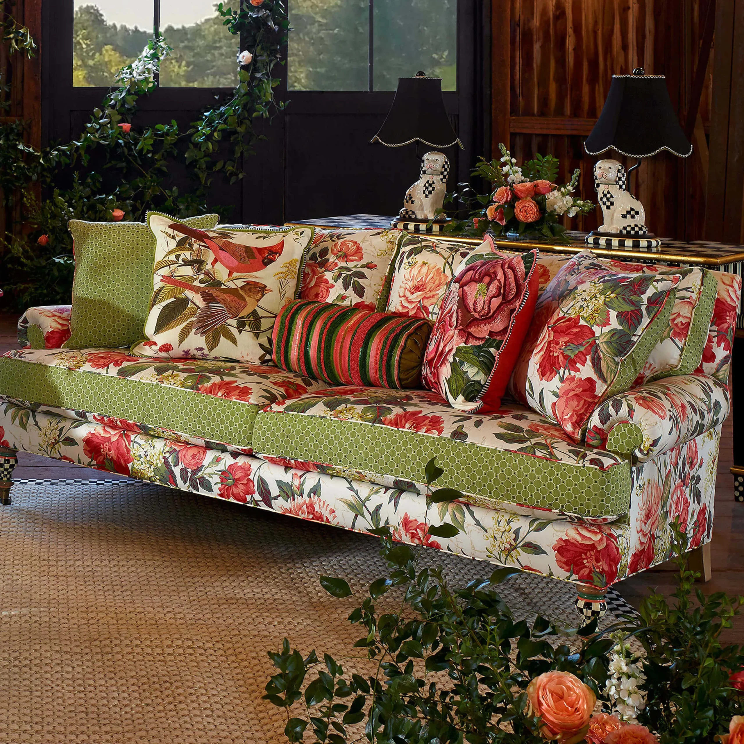 MacKenzie-Childs Really Rosy Sofa* Living Room