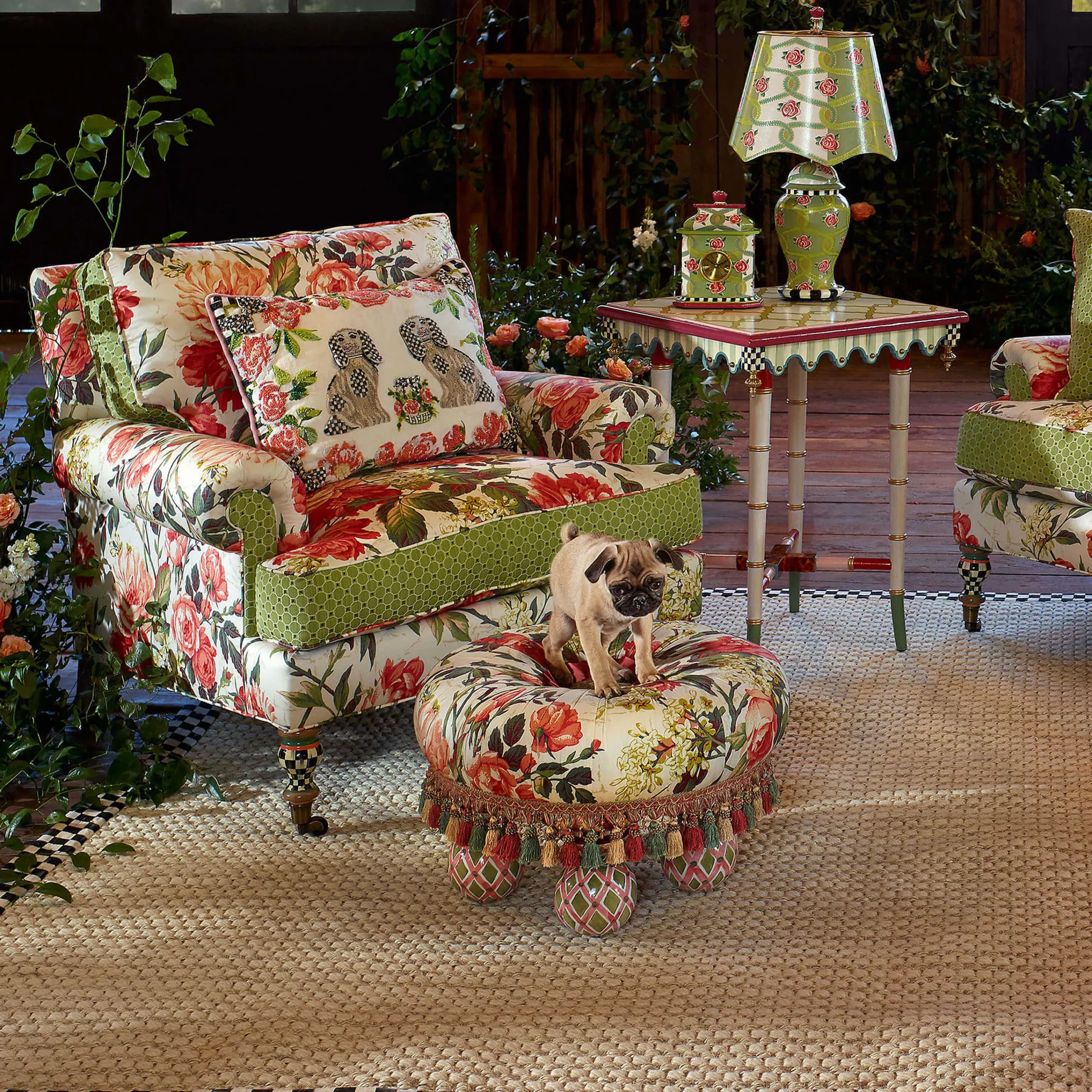 MacKenzie-Childs Really Rosy Tuffet* Living Room