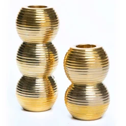 MacKenzie-Childs Ribbed Double Sphere Candle Holder - Gold* Candles & Fragrances