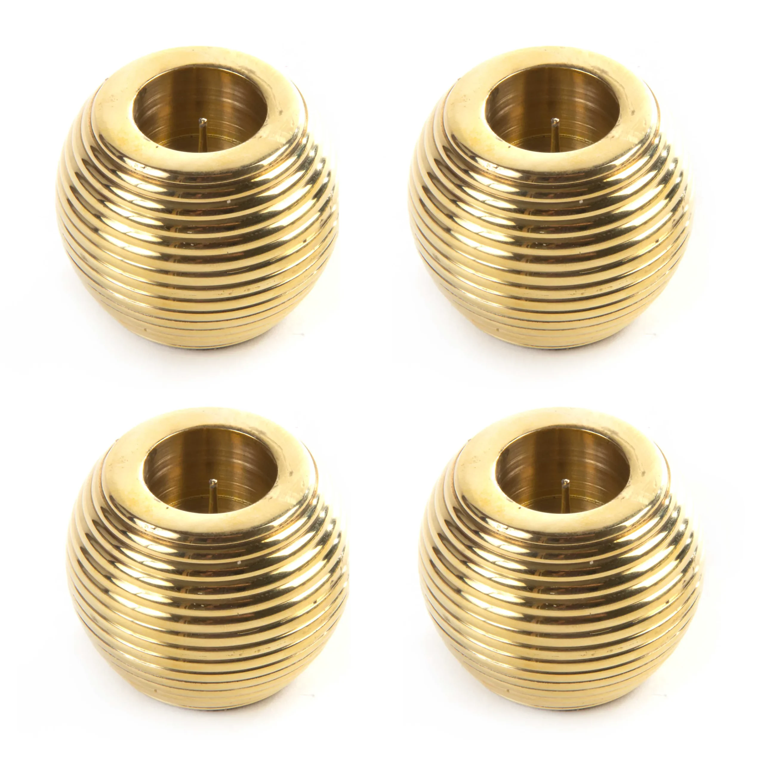 MacKenzie-Childs Ribbed Sphere Candle Holders - Gold - Set Of 4* Candles & Fragrances