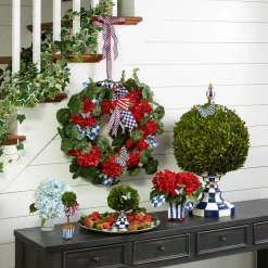 MacKenzie-Childs Royal Check Architect'S Centerpiece - Large* Greenery & Florals