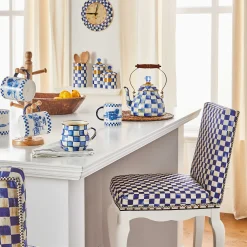 MacKenzie-Childs Royal Check Counter Stool With Back* Dining Room & Kitchen