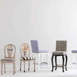 MacKenzie-Childs Royal Check Counter Stool With Back* Dining Room & Kitchen