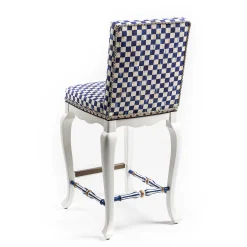 MacKenzie-Childs Royal Check Counter Stool With Back* Dining Room & Kitchen