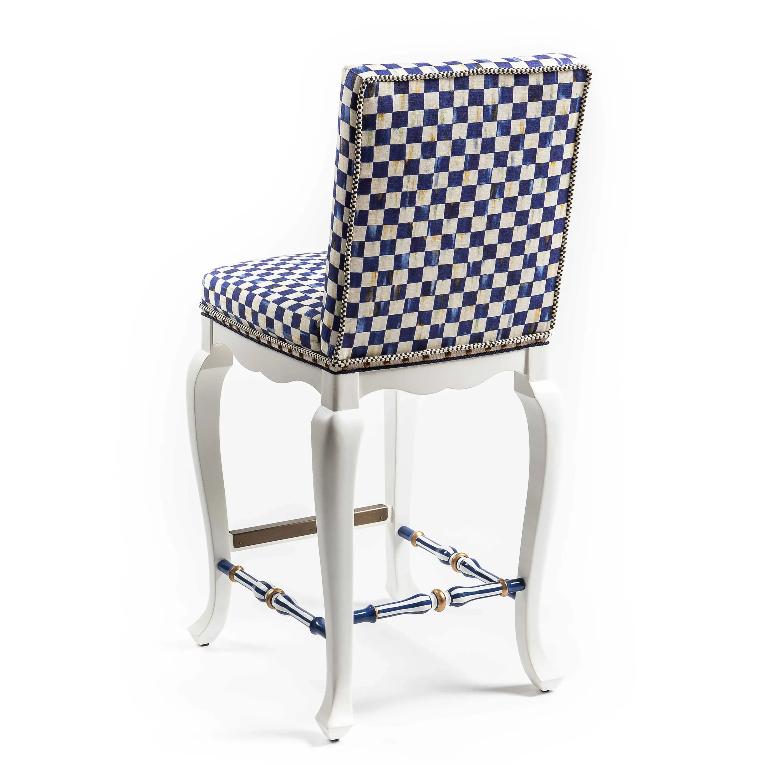 MacKenzie-Childs Royal Check Counter Stool With Back* Dining Room & Kitchen