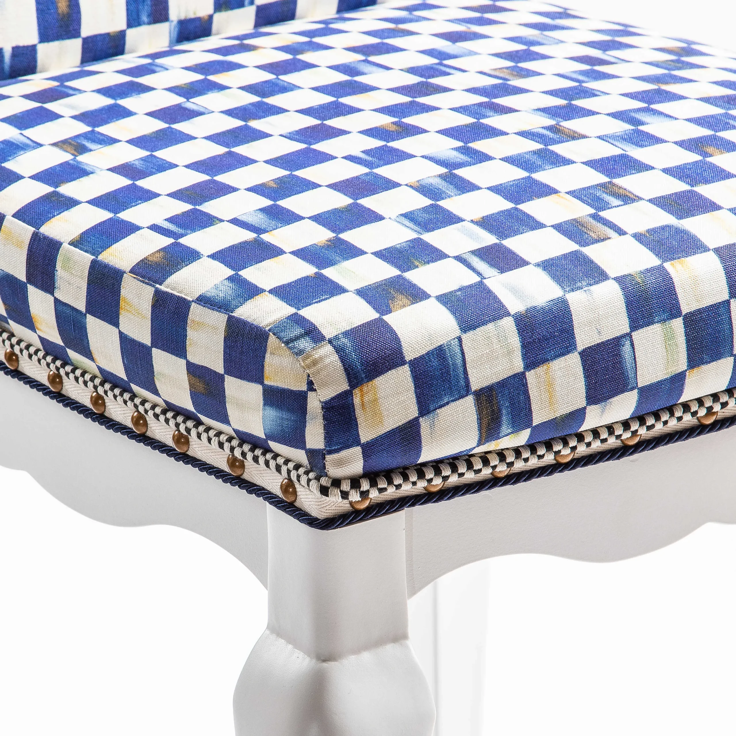 MacKenzie-Childs Royal Check Counter Stool With Back* Dining Room & Kitchen