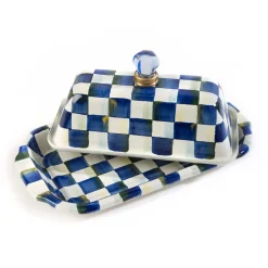 MacKenzie-Childs Royal Check Enamel Butter Box* Outdoor Entertaining