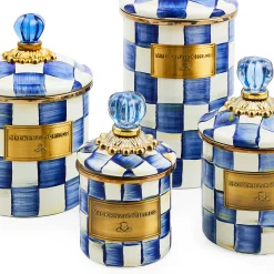 MacKenzie-Childs Royal Check Enamel Canister - Mini* Room Accents