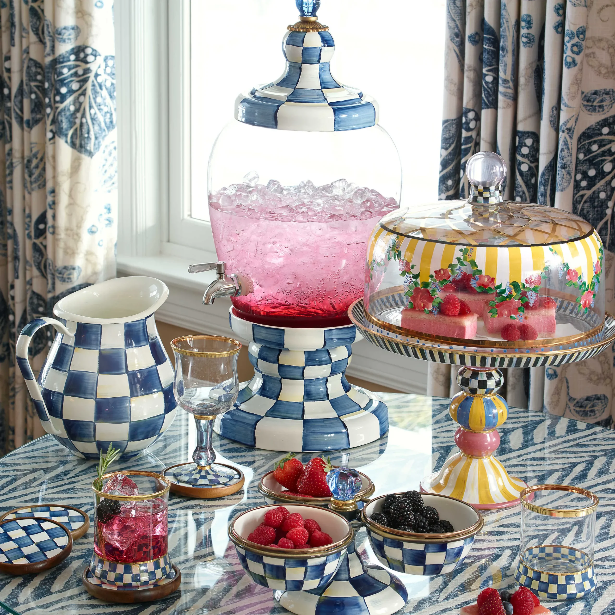 MacKenzie-Childs Royal Check Enamel Coasters - Set Of 4* Table Accessories