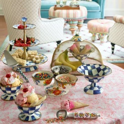 MacKenzie-Childs Royal Check Enamel Compote - Small* Outdoor Entertaining