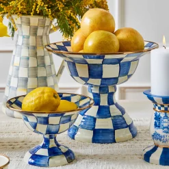 MacKenzie-Childs Royal Check Enamel Compote - Small* Outdoor Entertaining