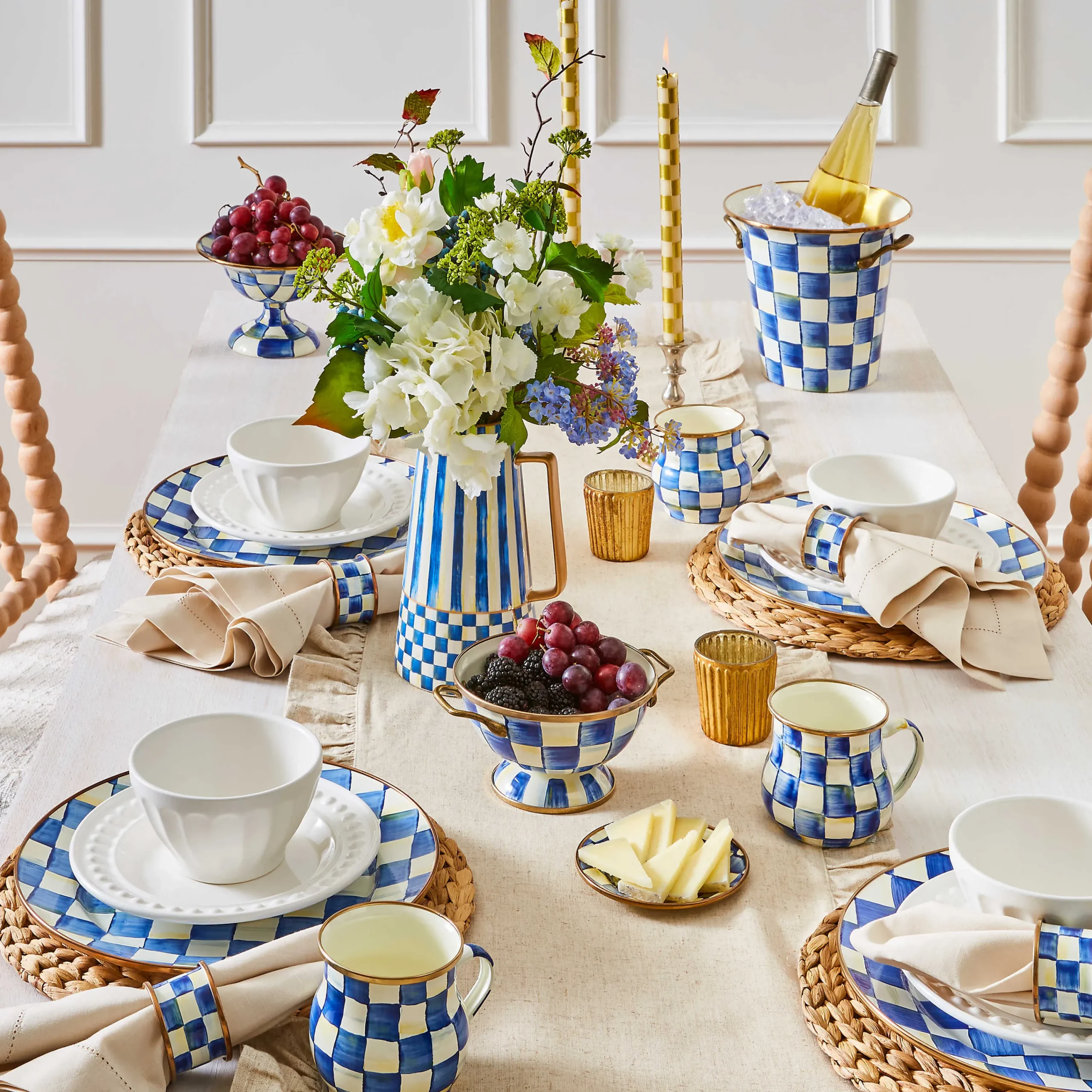 MacKenzie-Childs Royal Check Enamel Compote - Small* Outdoor Entertaining