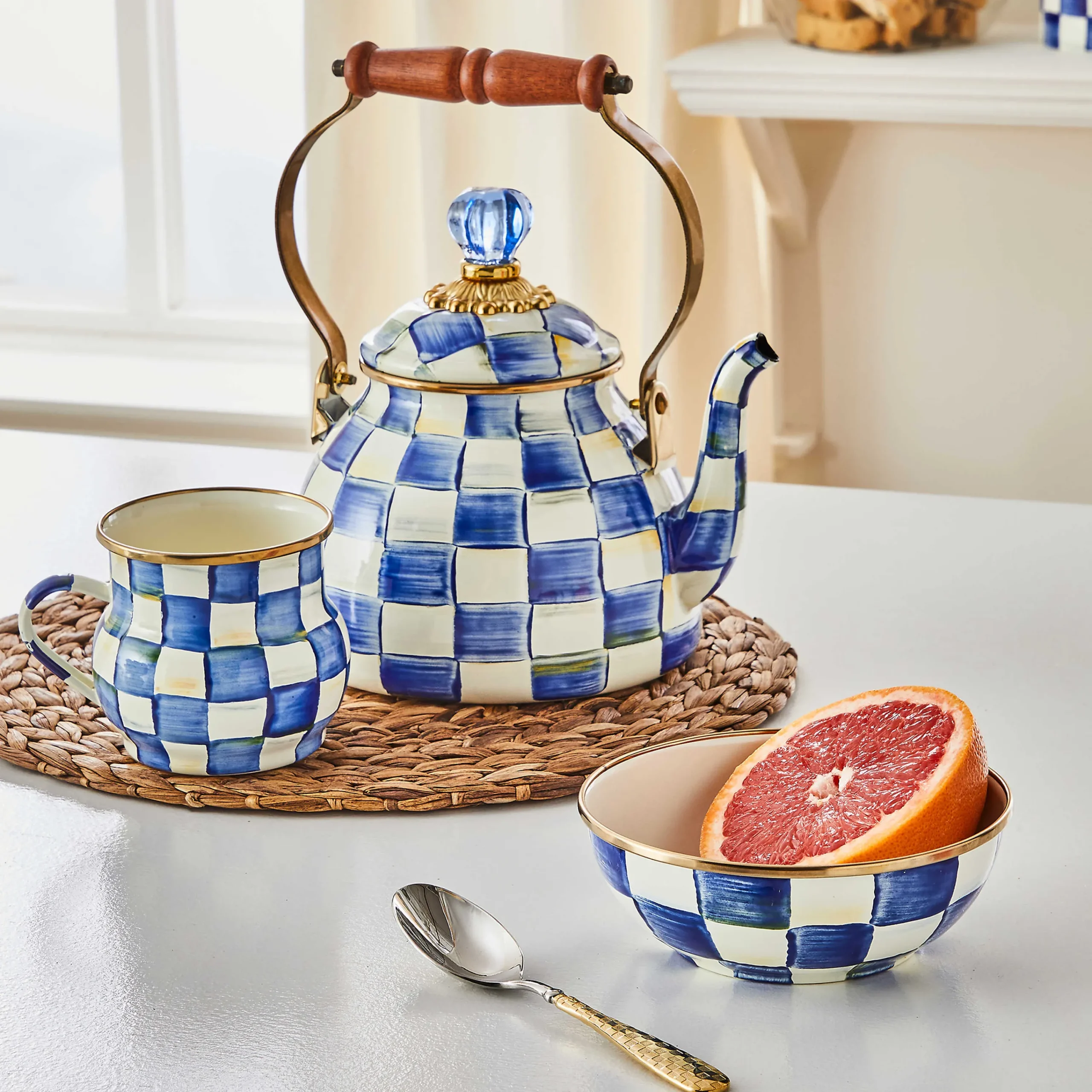 MacKenzie-Childs Royal Check Enamel Everyday Bowl* Outdoor Entertaining