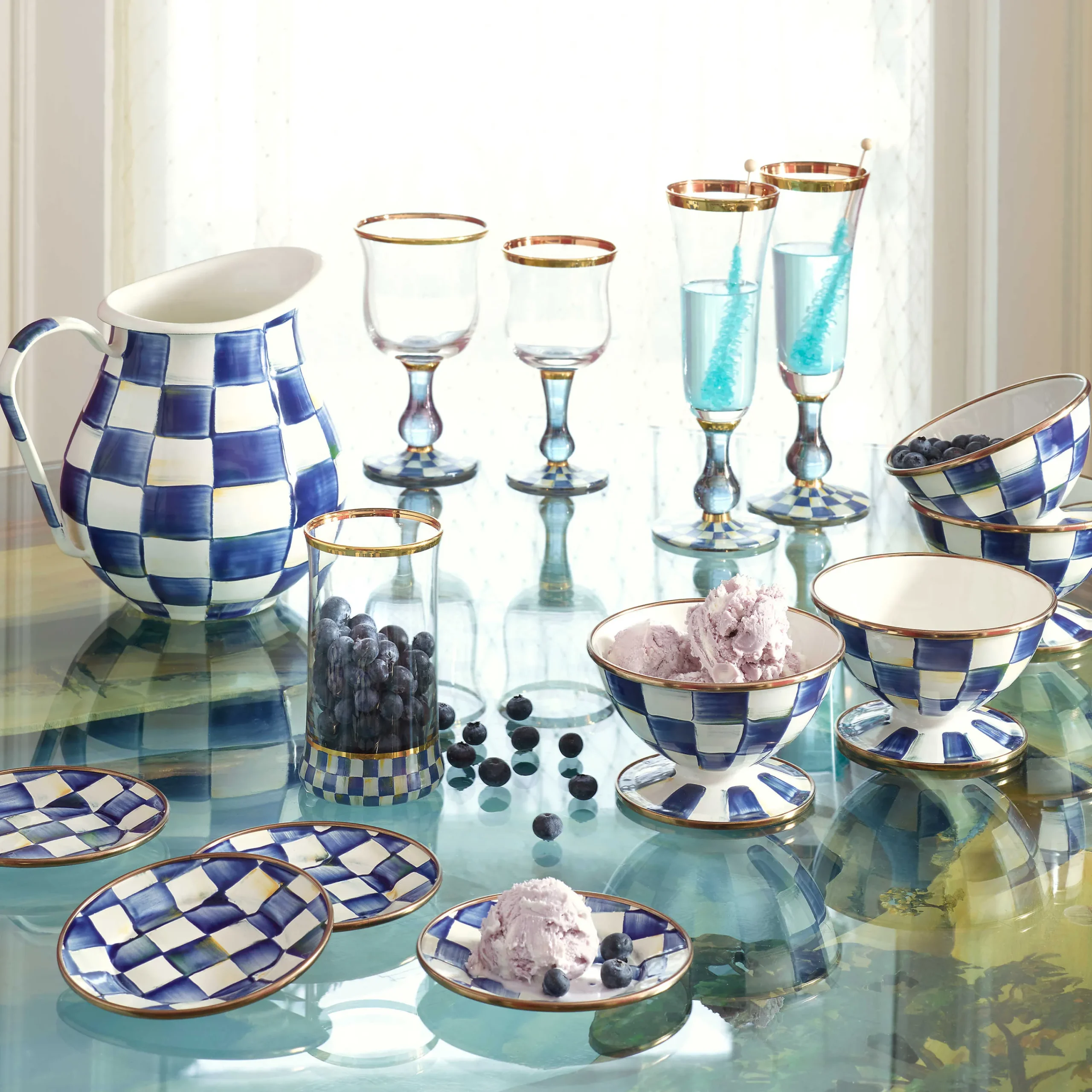 MacKenzie-Childs Royal Check Enamel Ice Cream Dish* Outdoor Entertaining