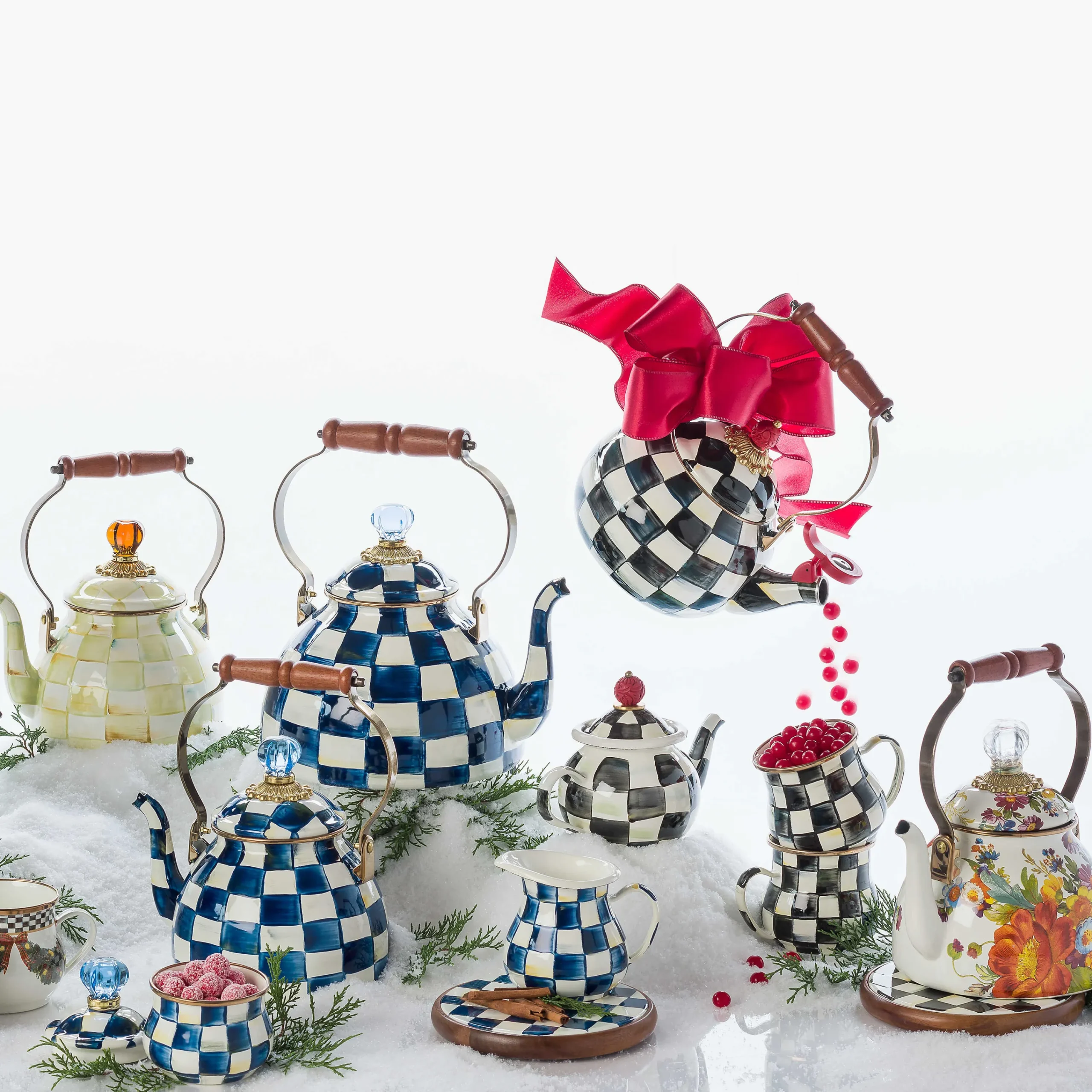 MacKenzie-Childs Royal Check Enamel Lidded Sugar Bowl* Outdoor Entertaining