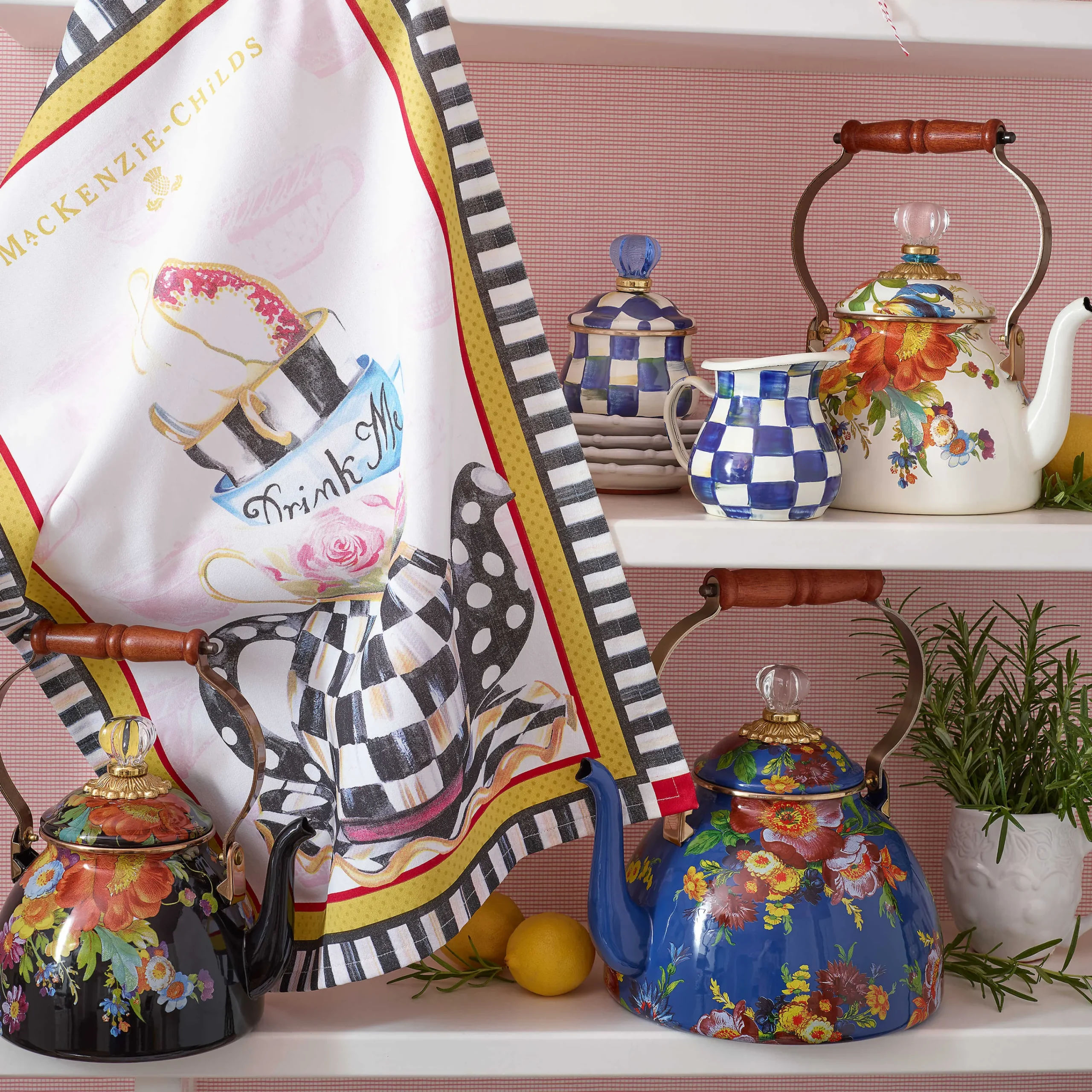 MacKenzie-Childs Royal Check Enamel Lidded Sugar Bowl* Outdoor Entertaining