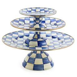 MacKenzie-Childs Royal Check Enamel Pedestal Platter - Large* Outdoor Entertaining