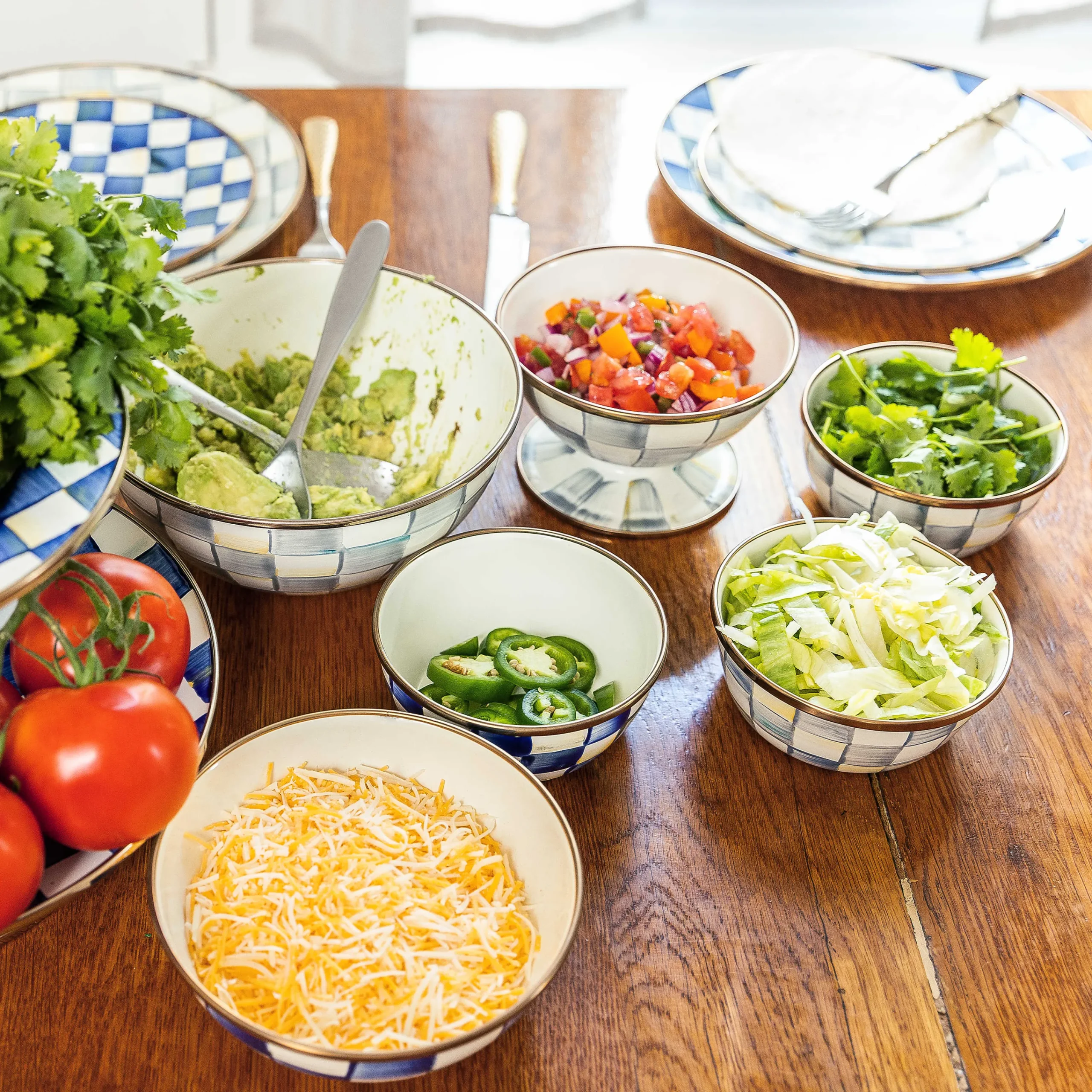 MacKenzie-Childs Royal Check Enamel Pinch Bowl* Outdoor Entertaining