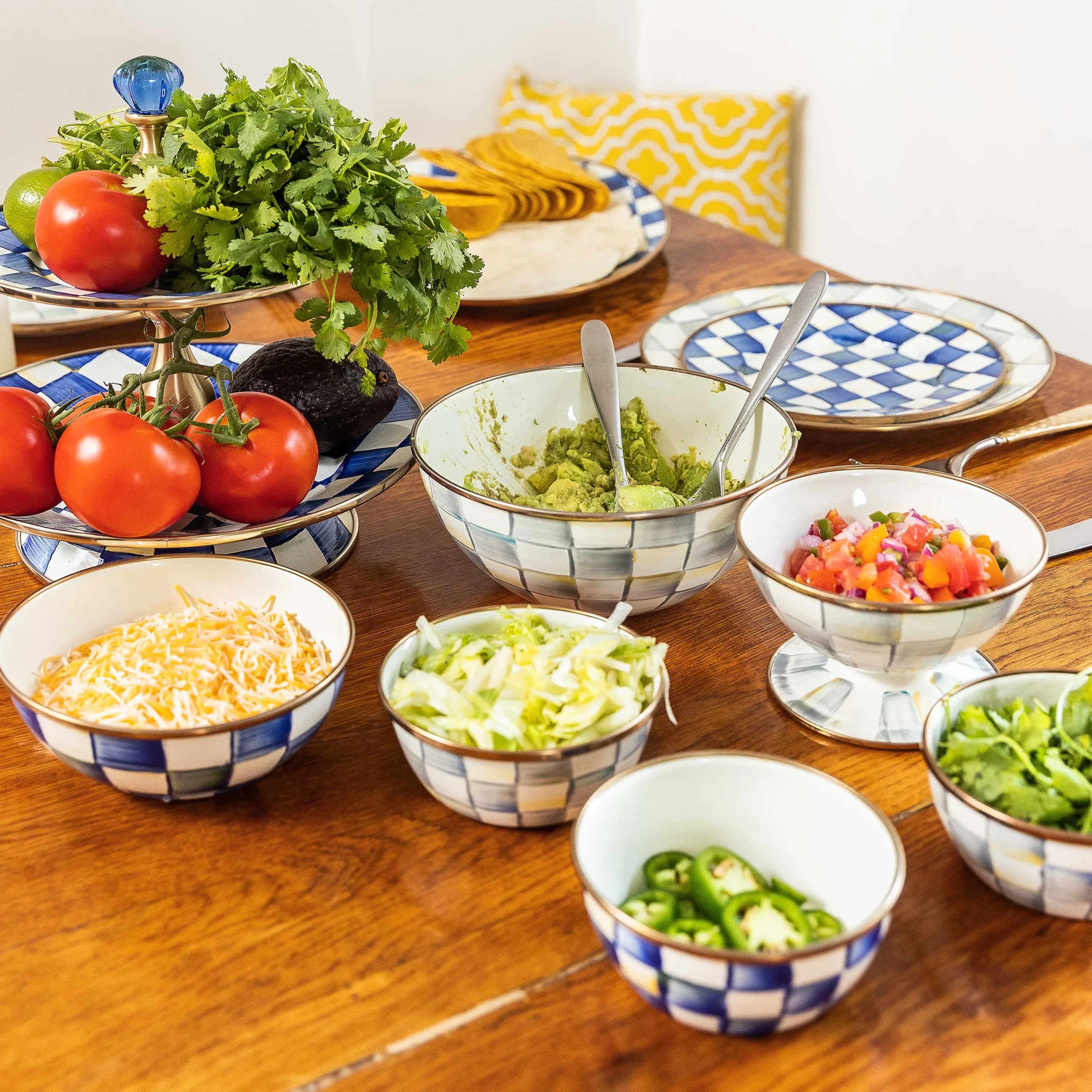 MacKenzie-Childs Royal Check Enamel Pinch Bowl* Outdoor Entertaining