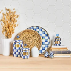 MacKenzie-Childs Royal Check Enamel Round Tray* Outdoor Entertaining