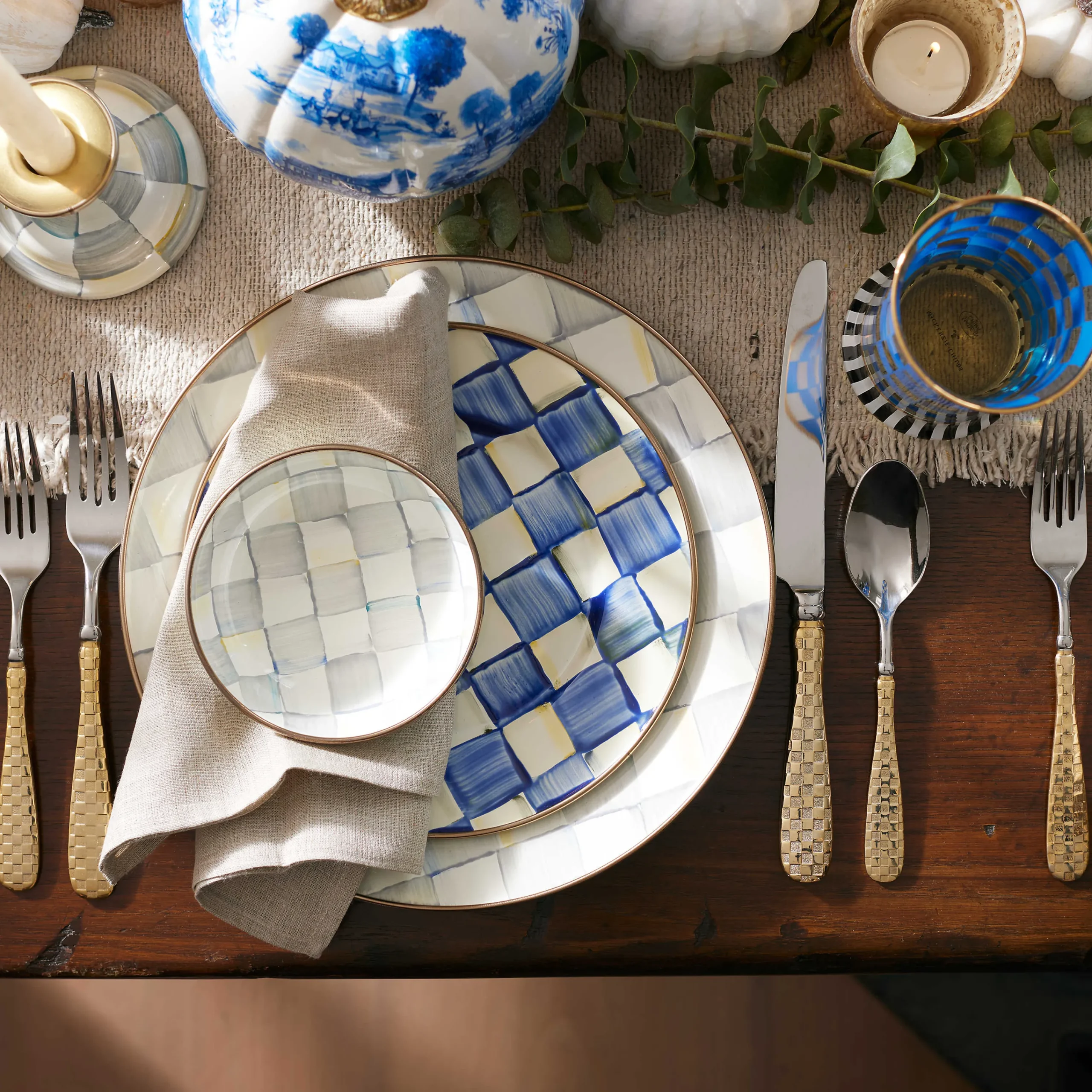 MacKenzie-Childs Royal Check Enamel Salad/Dessert Plate* Outdoor Entertaining