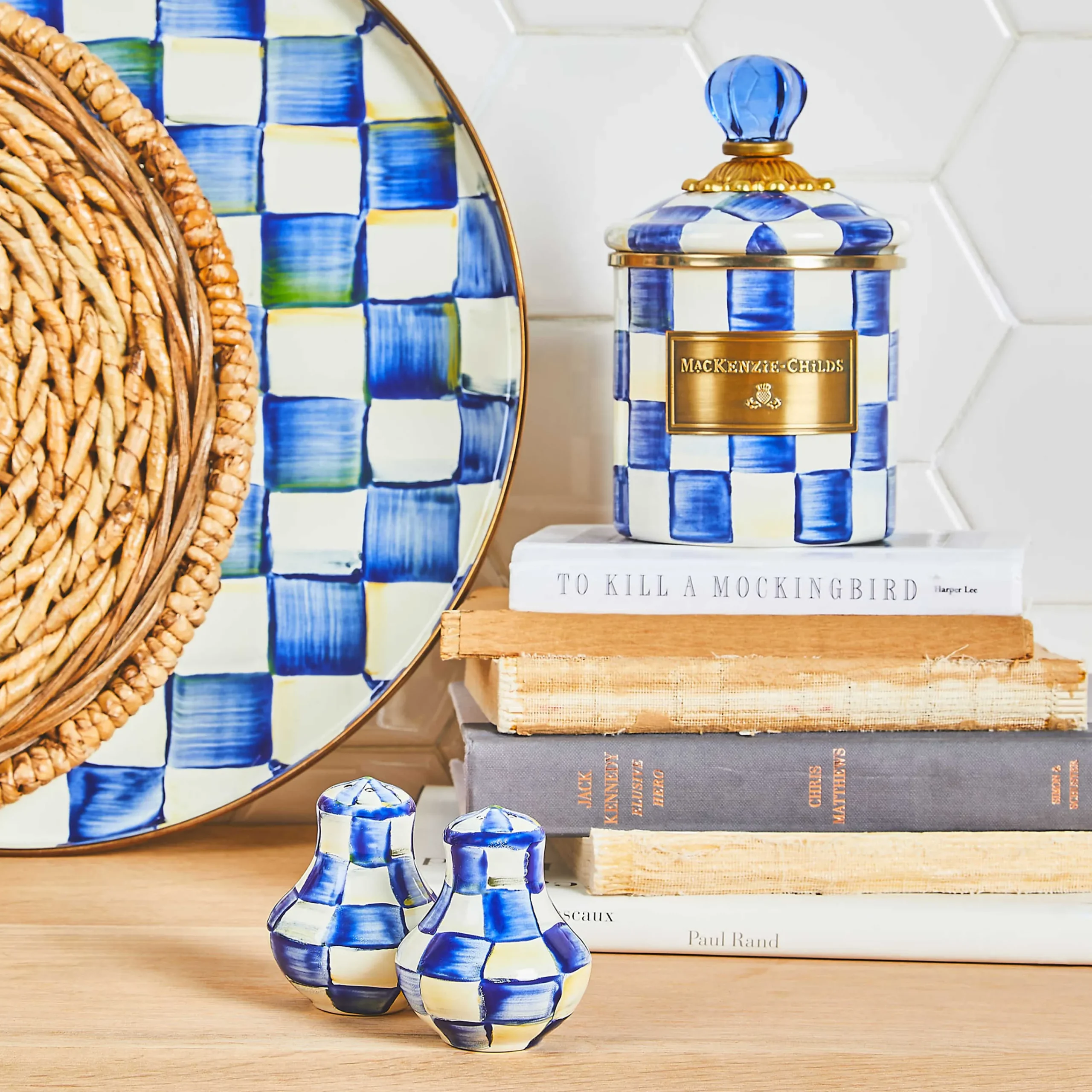 MacKenzie-Childs Royal Check Enamel Salt & Pepper Shakers* Outdoor Entertaining