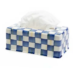 MacKenzie-Childs Royal Check Enamel Standard Tissue Box Cover* Room Accents