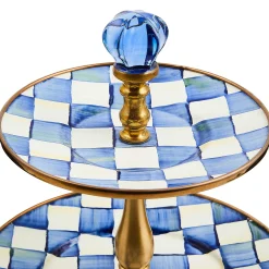 MacKenzie-Childs Royal Check Enamel Three Tier Sweet Stand* Outdoor Entertaining