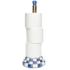 MacKenzie-Childs Royal Check Enamel Toilet Tissue Storage* Bed & Bath