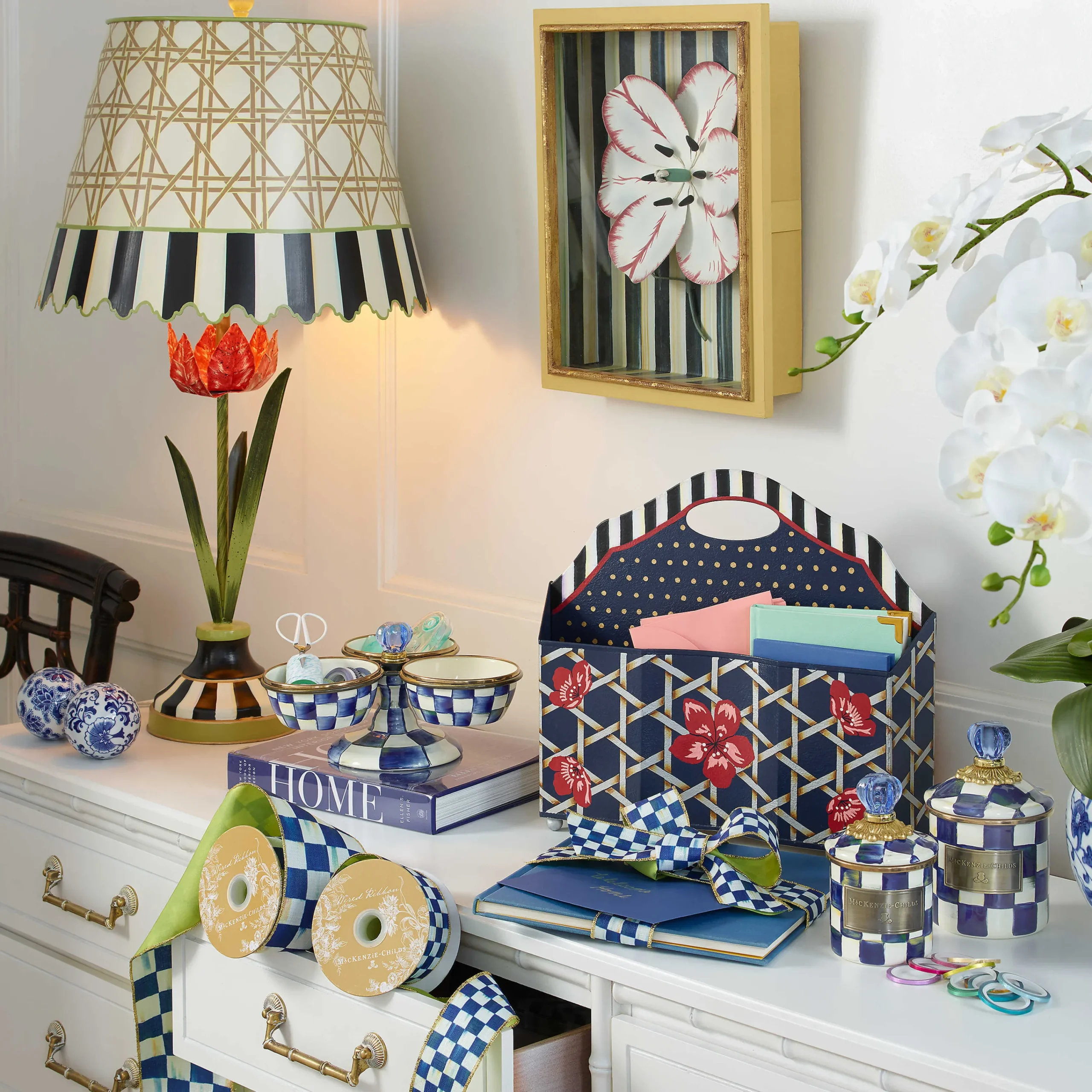 MacKenzie-Childs Royal Check Enamel Triplicity* Outdoor Entertaining