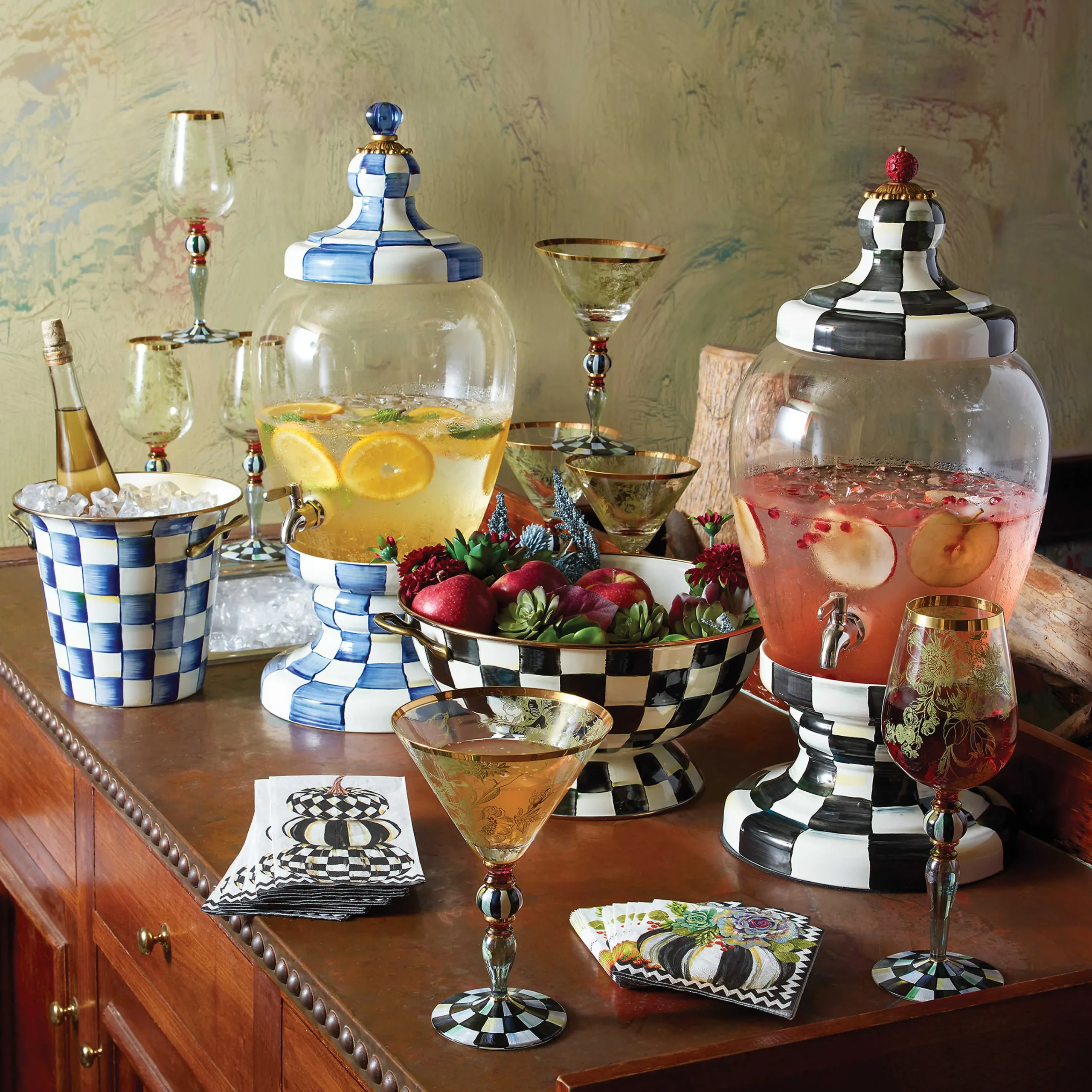 MacKenzie-Childs Royal Check Enamel Wine Cooler* Outdoor Entertaining